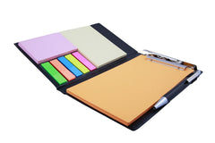 Sticky Notes, Clip Holder & Pen | Desk & Office Organizer Notebook (Orange)