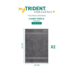 Mytrident Indulgence Collection Hand Towel 400 Gsm | 100% Cotton For Men & Women Hand Towel - Anchor Grey (Pack Of 2)