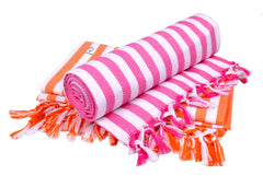 Sathiyas Supreme Turkish Cotton Bath Towel 600 Gsm -Set Of 2 (Pink & Orange)