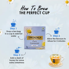 Twinings Pure Chamomile Infusion Tea - 10gm, 0.35 Ounce, 10 Envelope Tea Bags | Promotes Good Sleep, Stress Relief, Relax - Light & Gentle Taste, Caffeine Free