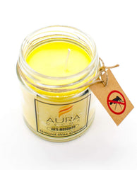 YELLOW GLASS CANDLE EUCALYPTUS SMELL ANTI MOSQUITO & BUG REPELLENT JAR CANDLE