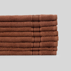 Kopa By Bianca 100% Cotton Soft Terry Face Towel 400 Gsm (Brown) -Pack Of 8