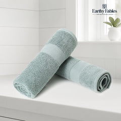 Earthy Fables Pure Carded Cotton Bath Towel 1000 Gsm | Soft, Absorbent, Quick Dry & Skin-Friendly Towel Set Of 2 (Seafoam)