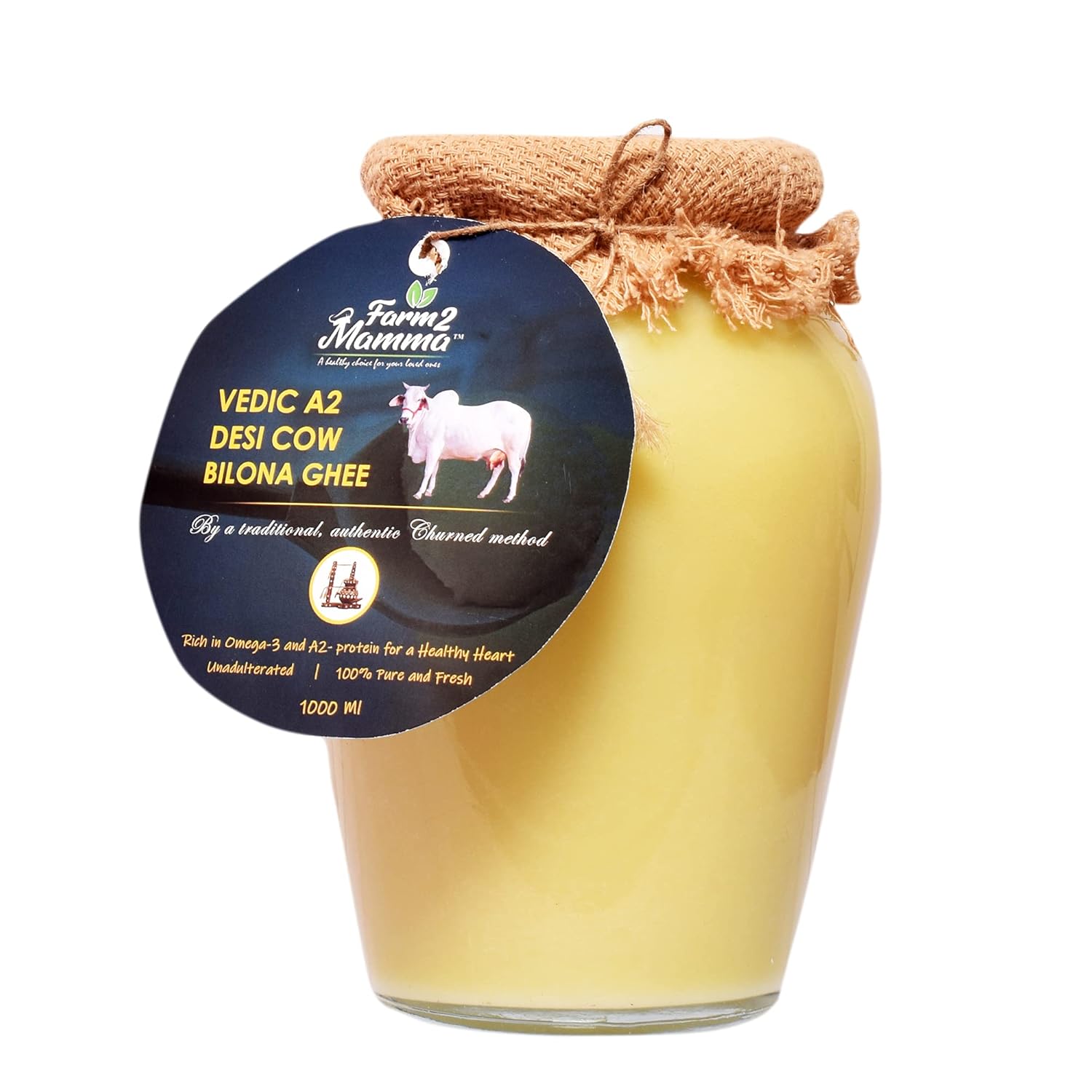 Organic Natural Vedic A2 Desi Cow Bilona Ghee By Farm2Mamma | Natural & Healthy Nutrients A2 Grass Fed Cultured Ghee For Boost Immunity | (1 Litr) 33.8 Ounce | Jar Pack Organic Natural Vedic A2 Desi Cow Bilona Ghee By Farm2Mamma | Natural & Healthy Nutrients A2 Grass Fed Cultured Ghee For Boost Immunity | (1 Litr) 33.8 Ounce | Jar Pack