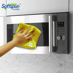 Softspun Microfiber Cleaning Cloths 900 Gsm | Highly Absorbent, Lint & Streak Free, Multi -Purpose Wash Cloth For Kitchen, Car, Window, Stainless Steel (8 Pcs)- Yellow