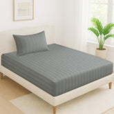 1 Single Bedsheet For King Size With 1 Pillow Covers | 36 X 78 Inches, Dark Grey - 130 Thread Count Soft & Comfortable | Ideal For Bedroom, Guest Room, House