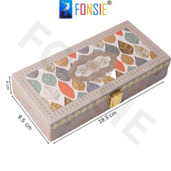 Fancy Shagun Cash Box Or Gaddi Box For Gifting Money On Wedding, New Born Baby, Ring Ceremony Pattern1pc, Material - Wood, Colour - Leaves Grey