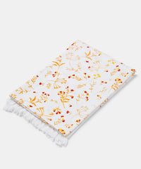Suam Aruba Cotton Towel 400 Gsm | Quick Absorption For Beach, Pool, Travel, Spa & Yoga | Printed Cotton Towel - Standard Size | Saffron