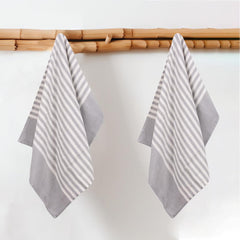 Mush Bamboo Turkish Hand Towels 250 Gsm | 100% Bamboo Gym Towel For Men & Women | Ultra Soft, Absorbent & Quick Dry Towel | Grey (Set Of 2)