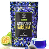 Blue Tea Butterfly Pea Flower Garcinia Herbal Tea - 30 Pyramid Tea Bags | Sun Dried Flower Antioxidant Tea - Caffeine Free, Detox Tea | No Added Colors, Aparajita - Shankhpushpi, Zipper Pack