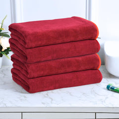 Black Gold The Finer Touch Premium Microfiber Bath Towels 1600 Gsm | Lightweight Ultra-Soft Fade Resistant (Maroon) - 4 Pcs