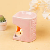 PINK HANDCRAFTED SMALL CERAMIC BURNER WITH 1 T-LIGHT CANDLE FOR HOME DECORATION