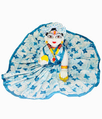 Hand Crafted Statue Of Laddu Gopal Kanha Ji Statue, Marble Murti, White, Resin, Idol | For Pooja, Gift & Home, Office Decoration With Free Fancy Dress, Mala, Pagadi - 6 Inch Statue