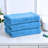 Black Gold The Finer Touch Premium Microfiber Bath Towels 1200 Gsm | Lightweight Ultra-Soft Fade Resistant (Sky Blue) - 3 Pcs