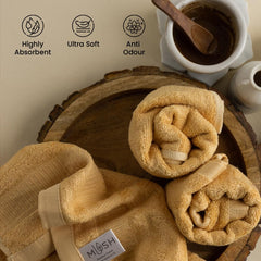 Mush 100% Bamboo Face Towel 500 Gsm | Ultra Soft, Absorbent, & Quick Dry Towels For Facewash, Gym, Travel | Pack Of 3 (Golden Brown)