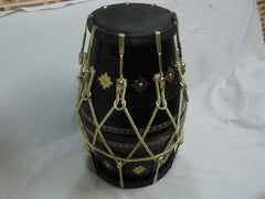 Hand Made Indian Shesham Wood Dholak Drum With Bag - Black | Perfectly Symmetric Round Dholak - Dholak For Festival, Wedding, Satsang | Very Easy To Tune