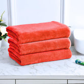 Black Gold The Finer Touch Microfiber Bath Towels 1500 Gsm | Super Absorbent, Lightweight, Ultra-Soft, Fade Resistant (Red) - Pack Of 3