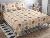 100% Cotton Double Bed Bedsheet Set With 2 Matching Pillow Covers | 90 X 90 Inches, Almond - Ideal For Villas, Guest Houses, & Daily Home Use Double Bedsheet