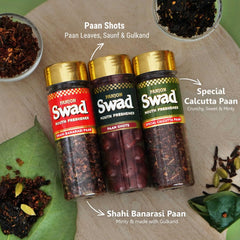 Panjon Swad Paan Combo Mouth Freshener Calcutta Paan, Banarasi Paan & Paan Shots 450gm, (150gm *3 Bottles)