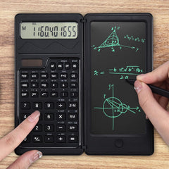 EooCoo Scientific Calculator For Students & Erasable LCD Writing Board Tablet, Math Calculator With Notepad,10 Digit, Solar Battery, Slim Portable, Suitable For School, College, Office, Black