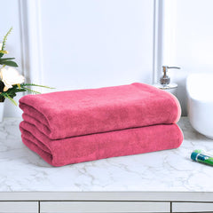 Black Gold The Finer Touch Premium Microfiber Bath Towels 800 Gsm | Lightweight Ultra-Soft Fade Resistant (Pink) - 2 Pcs