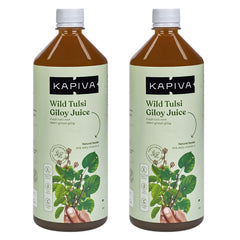 Kapiva Wild Tulsi Giloy Juice Fresh Tulsi & Neem - Grown Giloy To Support Immune Health, Helps Us Keep Allergies Like Runny Nose & Sneezing | 1 Litre 2.2lbs Each Pack Of 2