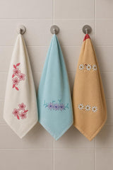 Ivaza Bamboo Face Towel 600 Gsm | Embroidery Boutique Ultra-Soft & Highly Absorbent Reusable Bamboo Fiber Cloths (Multicolor) - 4 Pcs