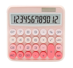 Onprix Colorful Electronic Calculator 12 Digit LCD Large Display And Large Round Button Ideal For Office, School, Home And Business Use (Pink Solar Calculator)
