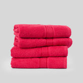 Kopa By Bianca Hand & Gym Towel 800 Gsm | 100% Cotton Soft Terry D'Ross Collection (Red)- 4 Piece