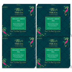 TGL Co. Organic Green Tea - Pack Of 4 X 16 Pyramid Tea Bags, 128gm, 4.5 Ounce | Rich In Anti Oxidant, Improve Digestion - Medium Caffeine, No Artificial Flavor