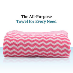 Kuber Industries Cotton Bath & Hand Towels 1400 Gsm | Quick Absorbent Easily Washable For Men & Women Workout Gym Napkins For Men - Zig Zag - Pink (Pack Of 4)