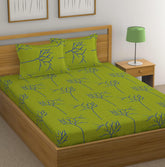1 King Size Bedsheet With 2 Pillow Covers - 108 X 110 Inches, Green | Skin Friendly Fabric With Vibrant Colors | Beautiful Bedsheets