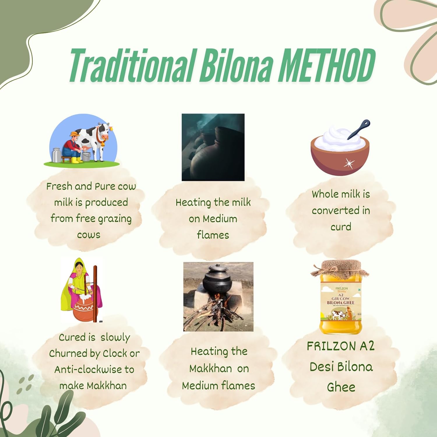 Natural Premium A2 Gir Cow Bilona Ghee With Wooden Spoon By Frilzon | Traditional Bilona Method, Cultured Danedar Desi Homemade Ghee | (1 Litr) 33.8 Ounce | Jar Pack Natural Premium A2 Gir Cow Bilona Ghee With Wooden Spoon By Frilzon | Traditional Bilona Method, Cultured Danedar Desi Homemade Ghee | (1 Litr) 33.8 Ounce | Jar Pack