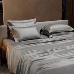 Bedding Set 1 Bedsheet King Size With 4 Pillow Cover - 108 X 108 Inches, Mist Grey | Wedding, Bedroom, Date Night Collection | 300 Thread Count