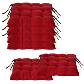Chair Cushion Pad, Soft & Comfortable Sitting, Chair Pad - Maroon | Microfiber Square Chair Pad With Ties | Chair Seat Cushion For Office & Home | Furniture Cushion, Washable - Pack Of 6