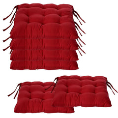 Chair Cushion Pad, Soft & Comfortable Sitting, Chair Pad - Maroon | Microfiber Square Chair Pad With Ties | Chair Seat Cushion For Office & Home | Furniture Cushion, Washable - Pack Of 6