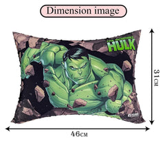Polyester Marvel Hulk Print Pillow For Kids, Super Soft Pillow, Green - 12x18 Inches | Soft Pillow Filler For Sleeping & Traveling | Easy To Carry - Ideal For Boys & Girls, Comfortable - 2 Pcs