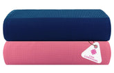 Casa Copenhagen Designed In Denmark Waffle Super Soft 2 Pieces 100% Cotton Large Bath Towel 525 Gsm - Navy & Pink