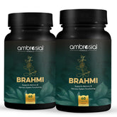 Ambrosial Brahmi Capsules 500mg Bacopa Monnieri, High Strength Brain Nootropics Supplements To Focus, Mental Performance & Energy | 60 Capsules 100gm 0.2lbs Each Pack Of 2