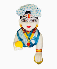 Hand Crafted Statue Of Laddu Gopal Kanha Ji Statue, Marble Murti, White, Resin, Idol | For Pooja, Gift & Home, Office Decoration With Free Fancy Dress, Mala, Pagadi - 6 Inch Statue