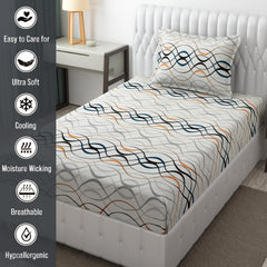 Microfiber Single Bedsheet Set With 1 Pillow Covers (60 X 90 Inches) Multicolor | Durable & Long-Lasting | 144 Thread Count | Wrinkle Free