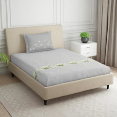 Single Bedsheet With 2 Pillow Covers (Size 60 X 88 Inches) Light Grey | 144 Thread Count Lightweight, Soft, Skin Friendly - Everyday Use Cotton Bedsheet