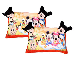 Disney Mickey & Friends Design Kid's Pillow, Red - 12 X 18 Inch | Velvet Super Soft Kids Pillow For Sleeping & Travel | Suitable For All Sleepers, Multipurpose & Comfortable - Pack Of 2