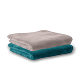 Housse Microfiber Hand Towel 400 Gsm | Premium Quality Towels Ultra Absorbent & Anti-Bacterial For Gym (Atmosphere & Pacific Green) - Pack Of 2