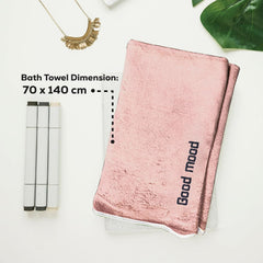 Housse Premium Soft Microfiber Embroidery Bath Towel 350 Gsm | Soft Absorbent Quick-Drying Sweat Towel (Good Mood - Peach)