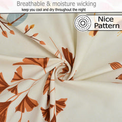 Soft Cotton Single Size Bedsheet With 1 Pillow Cover | 60 X 90 Inches, White & Mustard | Anti-Fade Printed Design | 200 Thread Count