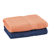 Fresh From Loom Luxury Edition Egyptian 100% Pure Cotton Bath Towel 1200 Gsm | High Water Heavy Soft Dual Stitched Bath Towel (Iris Blue & Salmon) - 2 Pcs