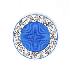 Blue Swirl Hand Painted Ceramic Quarter Plates Set Of 6 | Small Side Plates For Dinner & Snacks - 7 Inch, 6 Pieces, Microwave Safe