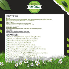 Natural And Herbal Products Gokhru Seeds Powder Tribulus Terrestris Powder Gokshura Caltrops Natural, Palleru, Nerunjil Powder, 100% Pure, Herbal, Organic | 100gm 0.2lbs