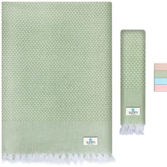 Suam Mellow Turkish Cotton Towel 300 Gsm | Best Absorbent Towel Pre-Shrunk, Lightweight, Quick Dry Bath Towel (Fern Green)